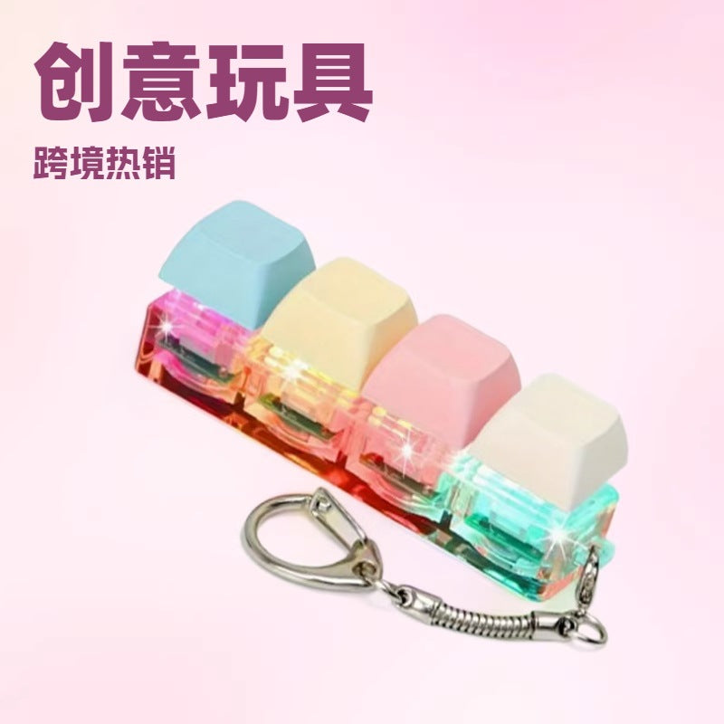 Light-Up Decompression Button Keychain Fidget Toy