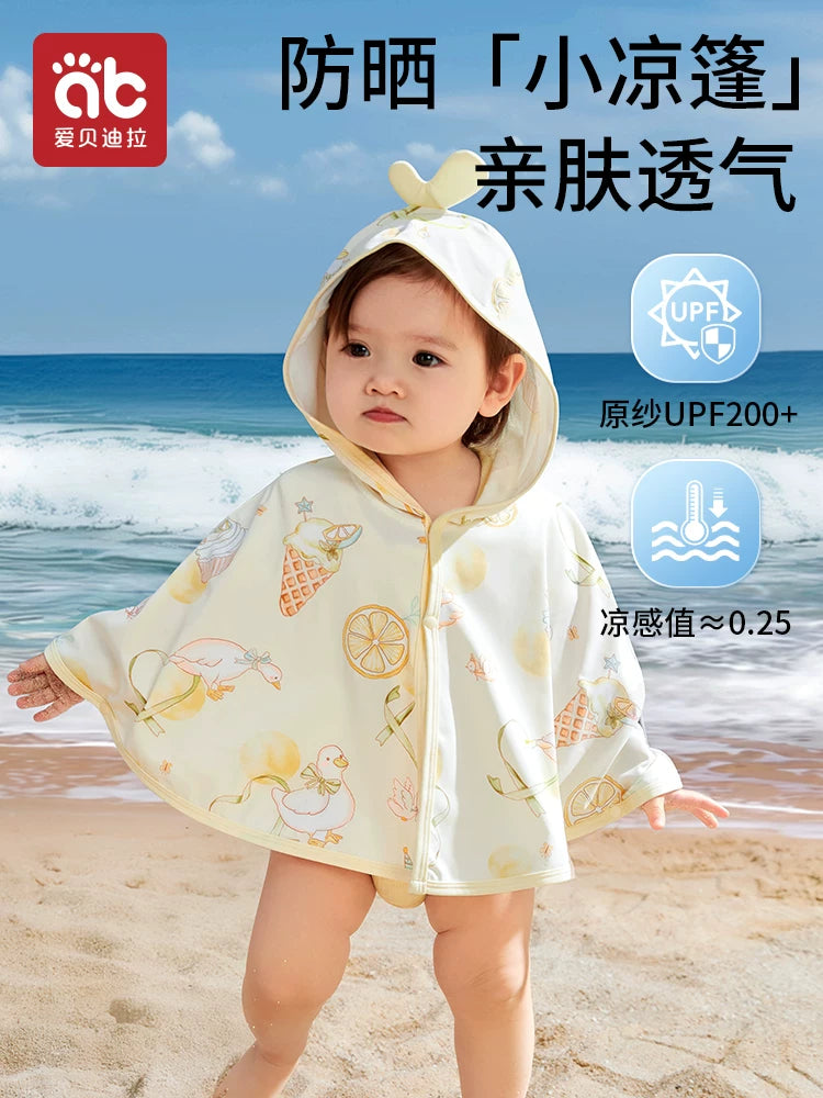 Baby UPF200+ Sun Protection Cape for Infants & Toddlers, Lightweight Ice Silk Cooling Sunscreen Jacket for Boys & Girls