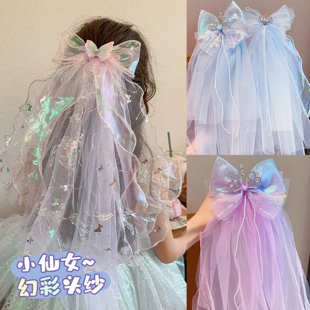Girls' Princess Crown Veil Headpiece for Birthday Parties and Photo Shoots