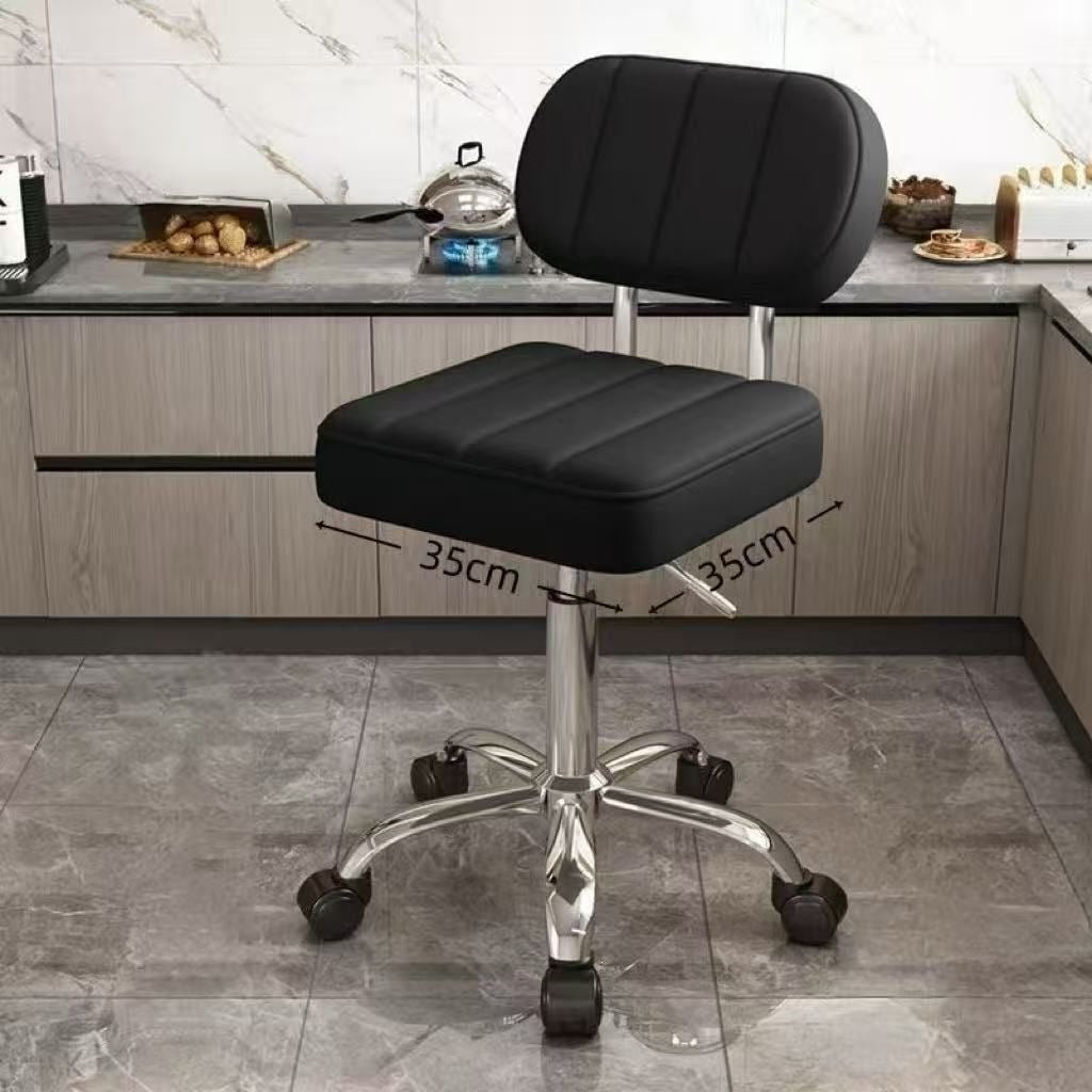 Adjustable Swivel Salon Stool with Backrest and Wheels for Beauty, Hair, and Eyelash Services