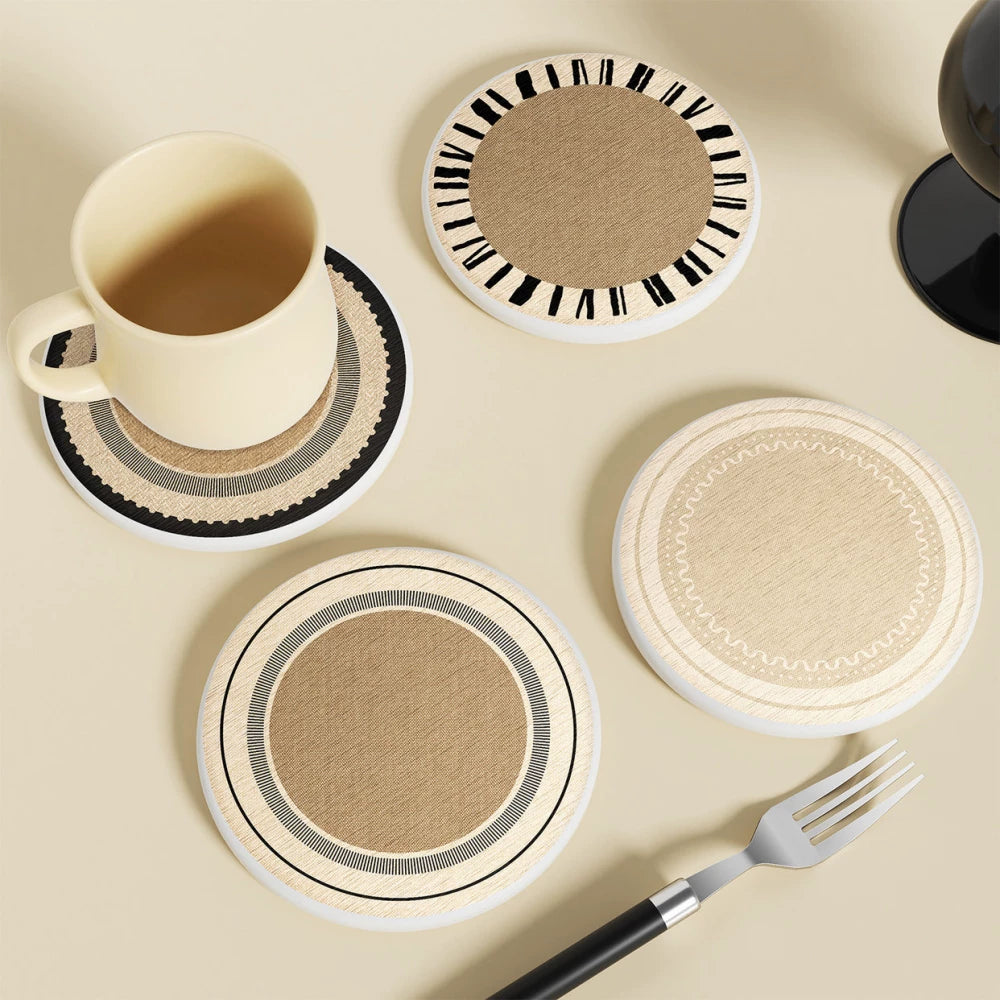 Diatomaceous Earth Coasters for Drinks, Absorbent Quick Dry Cup Mat, Heat-Resistant Tabletop Protector for Tea & Coffee