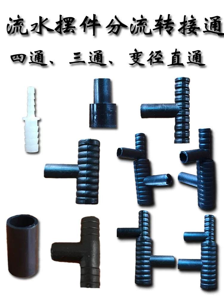 Plastic 3-Way 4-Way Straight Connector for Ceramic Fish Tank Rockery Fountain Water Pipe