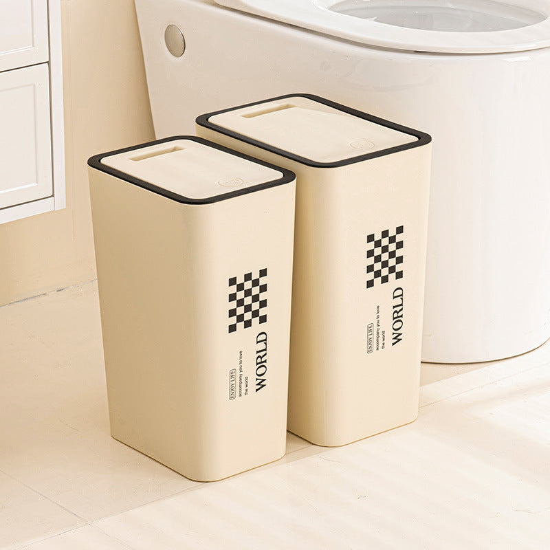 Slim Press-Top Trash Can with Lid for Bathroom & Home, 10L
