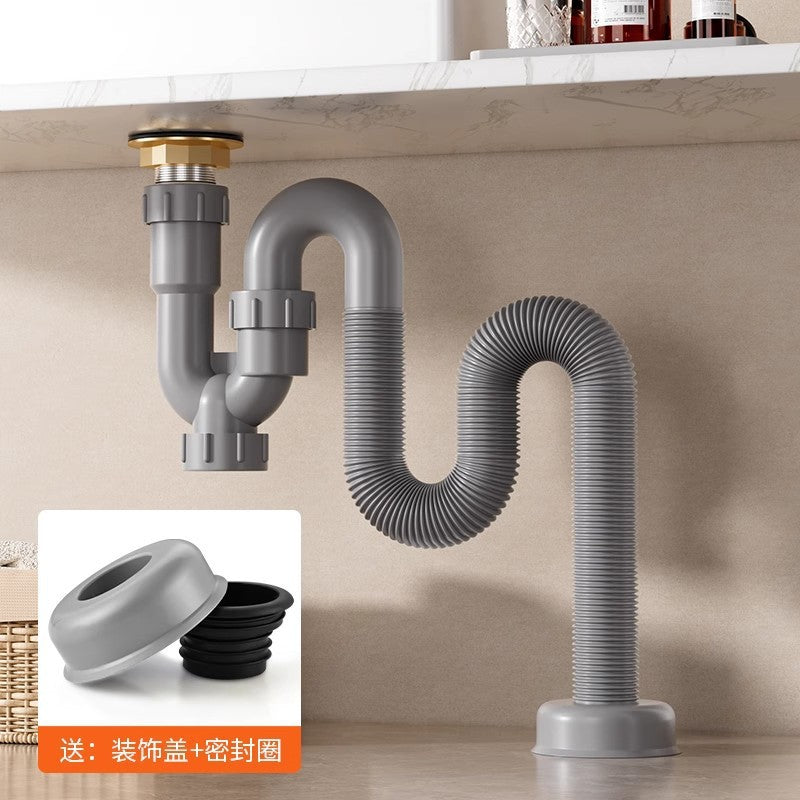 Basin Odor-Proof P-Trap/U-Bend Drain Pipe Kit with Pop-Up Drain Stopper for Bathroom Sinks