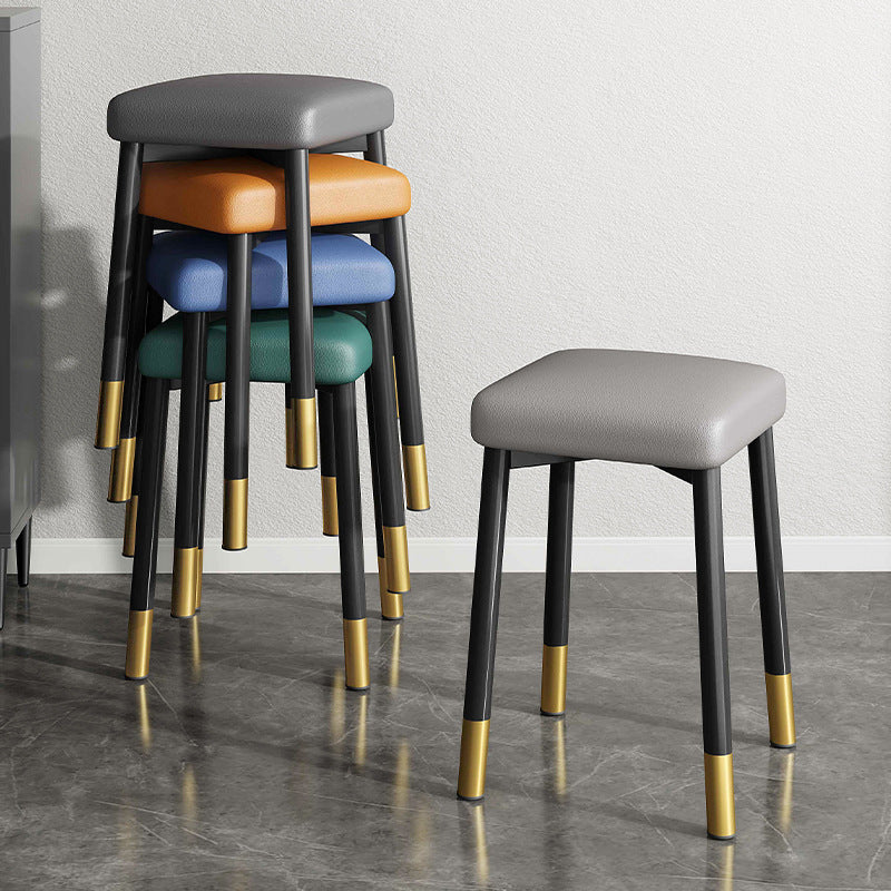 Stackable Dining Stool with Padded Seat, Modern Metal Leg Stool for Living Room and Dining Table