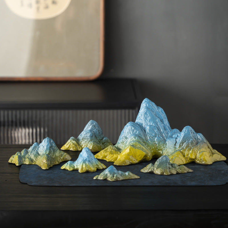 New Chinese Style Ceramic Mountain Incense Holder & Pen Rest Micro Landscape Ornament
