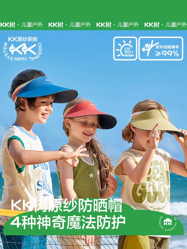 KK Tree Kids' UV Protection Sun Visor Hat for Boys and Girls, Outdoor Empty Top Sun Hat with Wide Brim