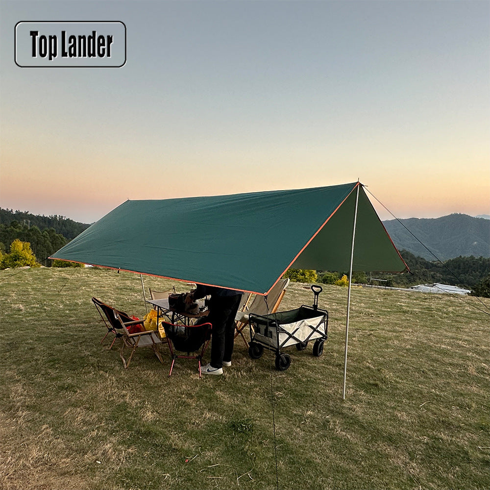 Outdoor Silver-Coated Square Tarp with 8 Hanging Points, Waterproof Sunshade for Camping and Picnics