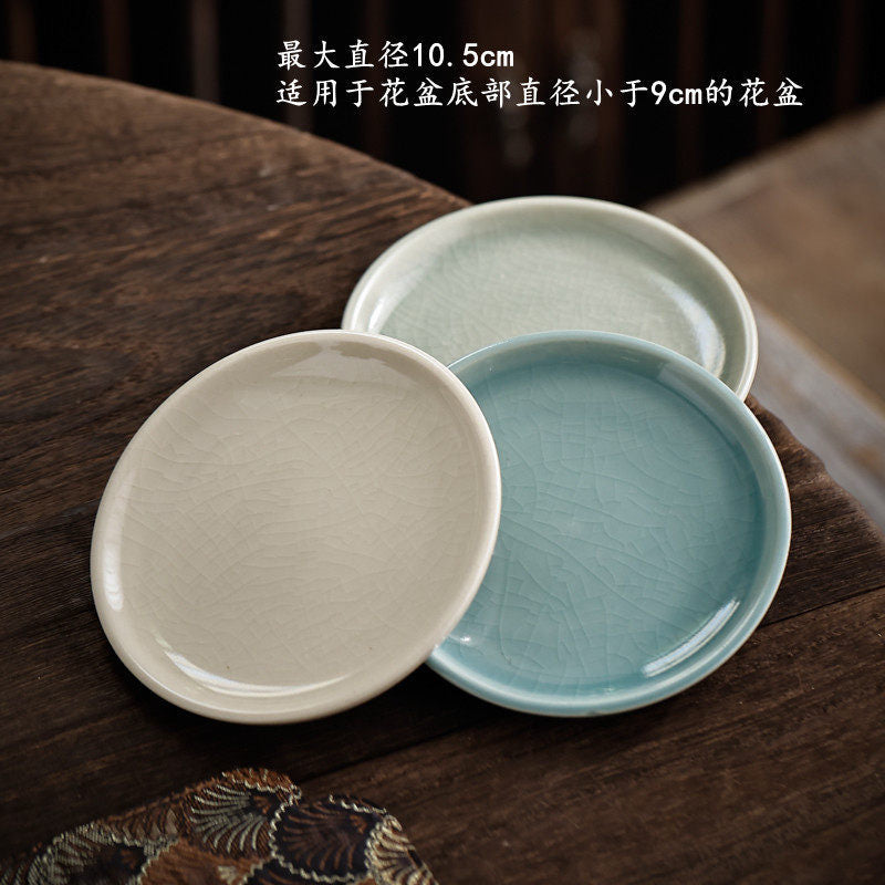 Ceramic Round Plant Pot Saucer with Morandi Colors and Thickened Base