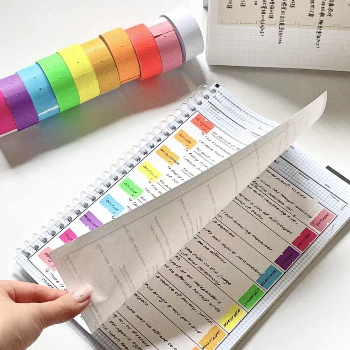 Writable Color Index Tabs Sticky Notes for Books and Planners, Fluorescent Page Markers