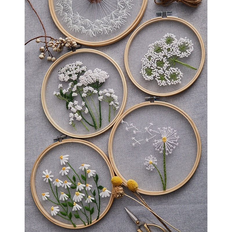 DIY Embroidery Kit for Beginners, European Style Floral Pattern Hand Embroidery Set with Hoop, Creative Gift for Adults and Students