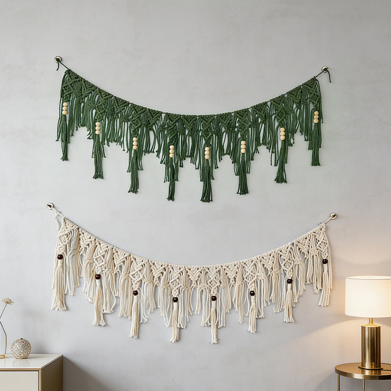 Hand-Woven Macrame Wall Hanging Tapestry with Tassels for Bohemian Decor