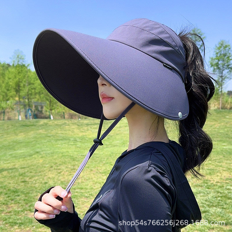 Women's Summer Sun Protection Shawl Hat Ice Silk Fisherman Hat Outdoor Hiking Cap with Large Head Circumference