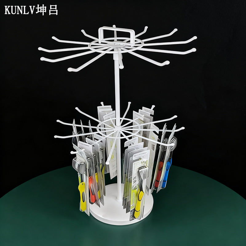 Two-Tier Rotating Jewelry Display Stand for Necklaces, Bracelets, Lipsticks and Keys