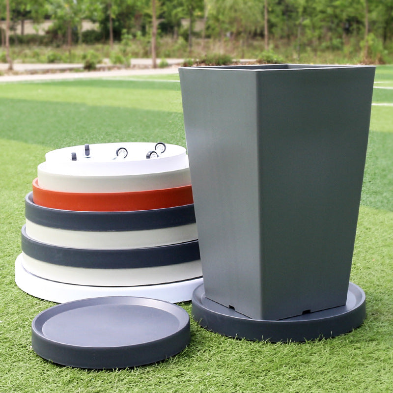 Thickened Resin Plant Pot Saucer with Universal Wheels and Water Catchment
