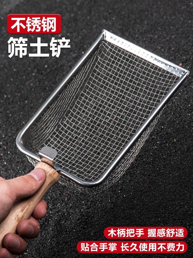 Stainless Steel Garden Soil Sifter Shovel for Succulent Planting and Gardening