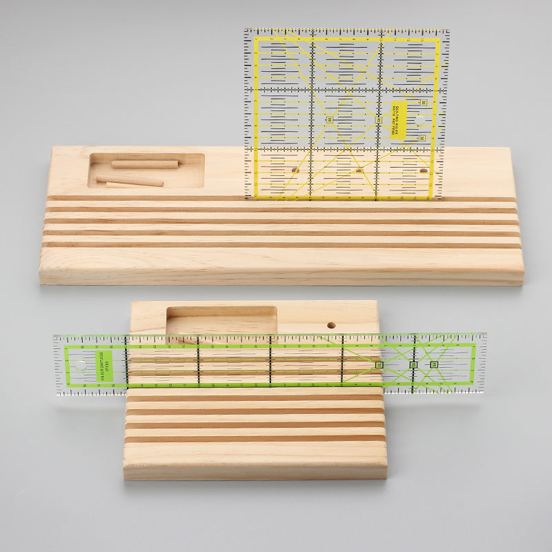 DIY Handmade Wooden Ruler Holder Quilting Ruler Spool Bobbin Simple Storage Tool