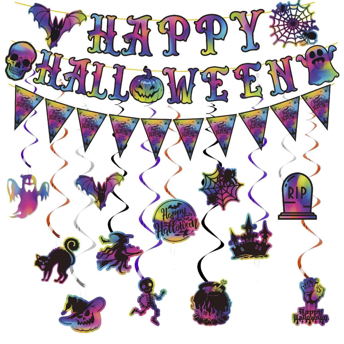 Halloween Swirl Decorations PVC Hanging Ornaments for Party Decor