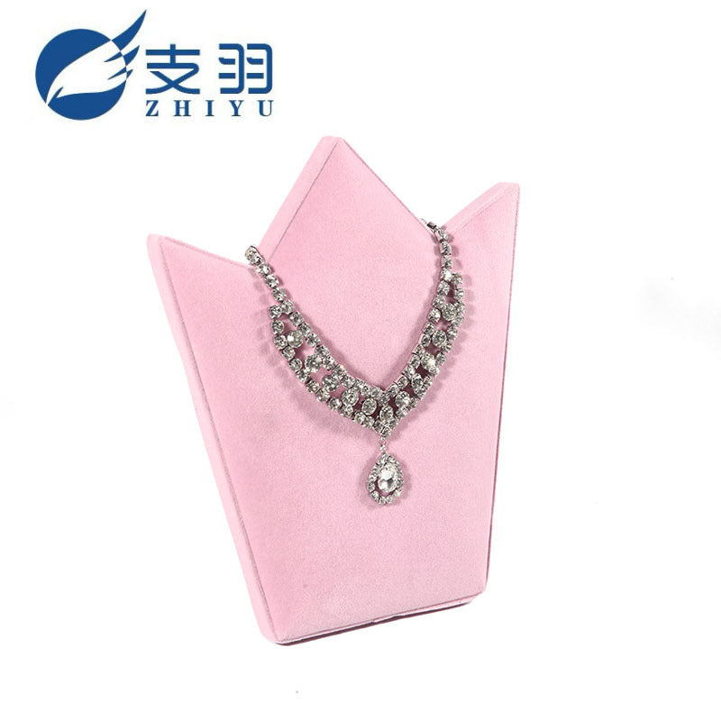 Zhiyu Pink Crown Necklace Jewelry Display Stand Mannequin Bust Holder for Showcase Dresser