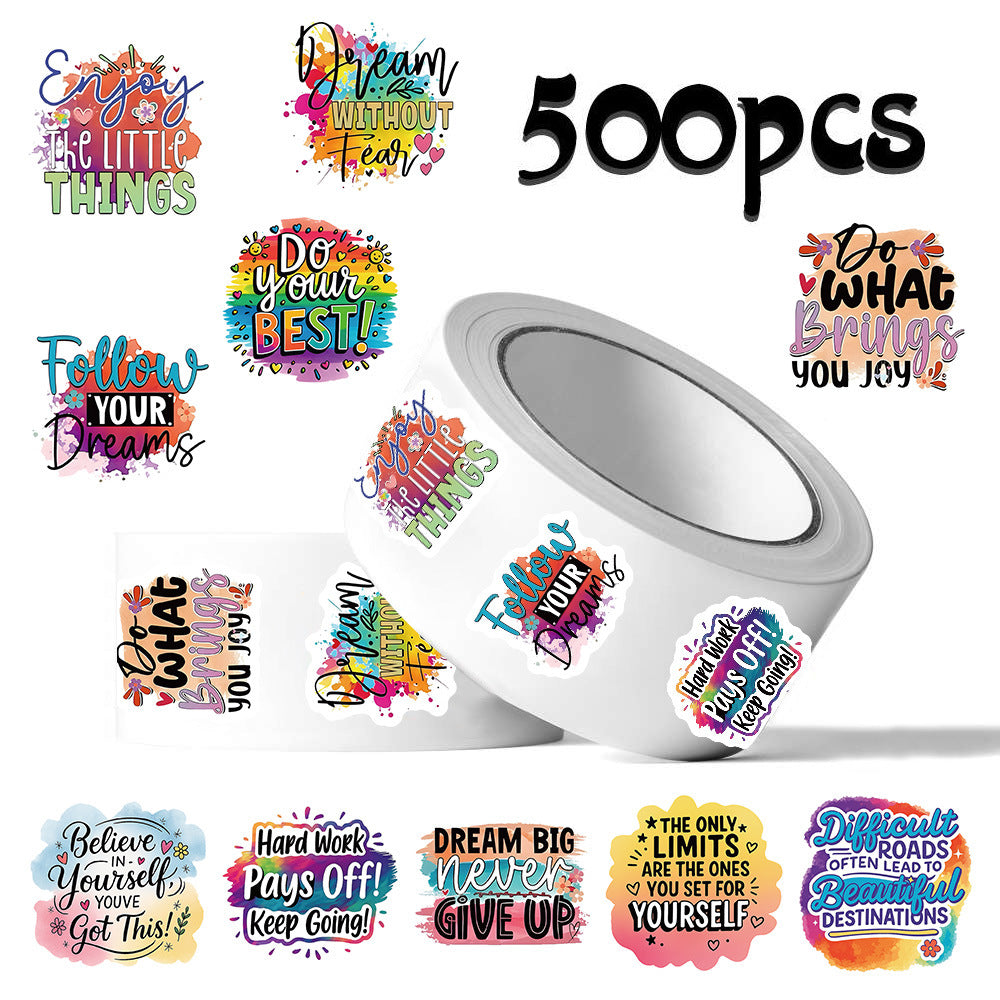 English Graffiti Motivational Quotes Sticker Roll for DIY Journals & Stationery Decoration