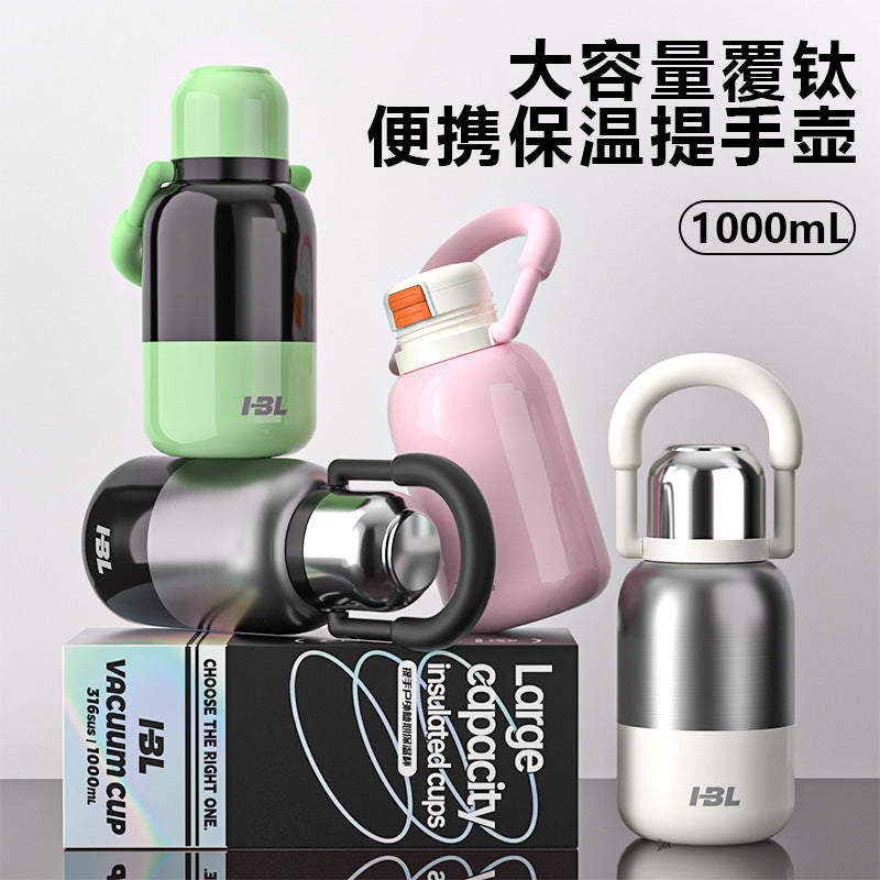 Large Capacity Titanium-Coated 316 Stainless Steel Insulated Water Bottle for Outdoor and Portable Use
