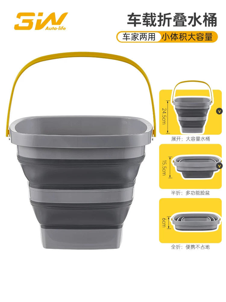 3W Collapsible Car Bucket Portable Outdoor Fishing Water Storage Washing Travel TPE Retractable Bucket