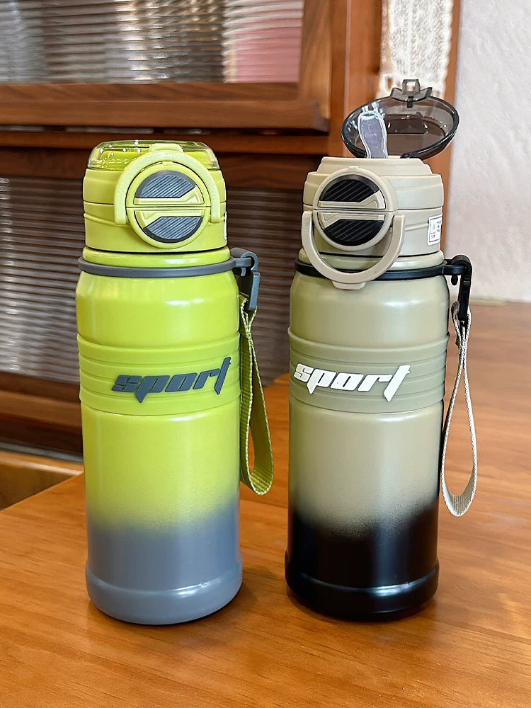 Large Capacity Insulated Water Bottle for Men, Sports & Fitness Portable Straw Cup, Dual-Drink Design for Students