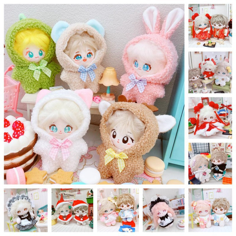 10-15cm Cotton Doll Outfits - Starfish, New Year, Christmas Jumpsuits & Dresses