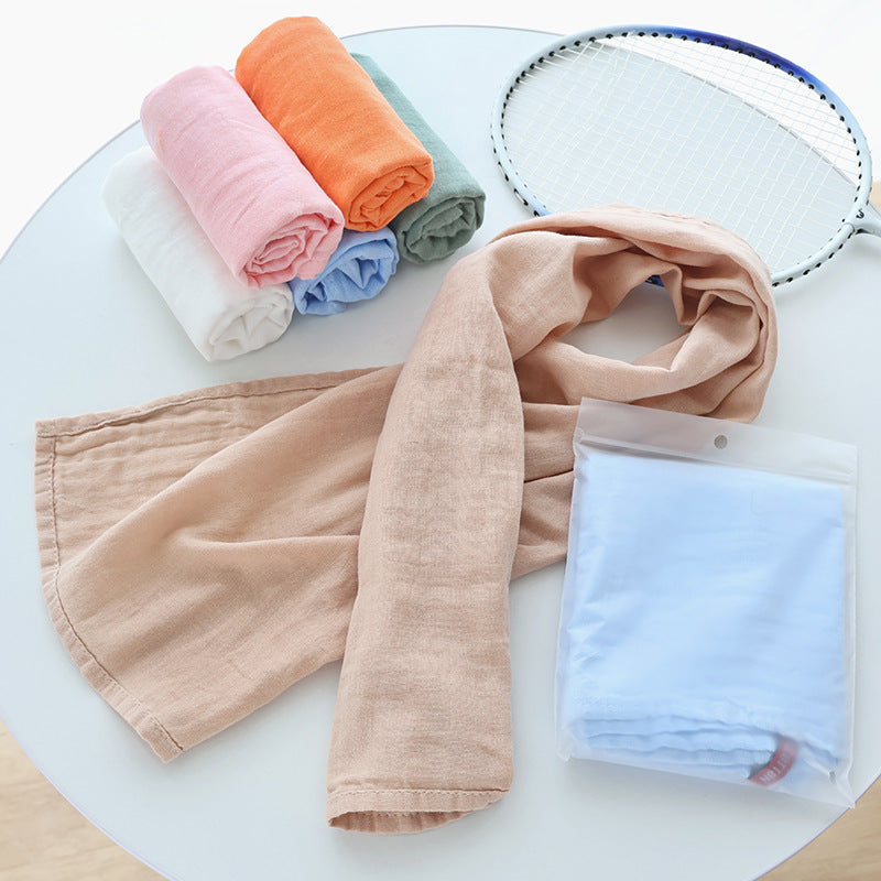 Pure Cotton Gauze Sports Towel for Running and Gym Workouts, Lightweight and Absorbent