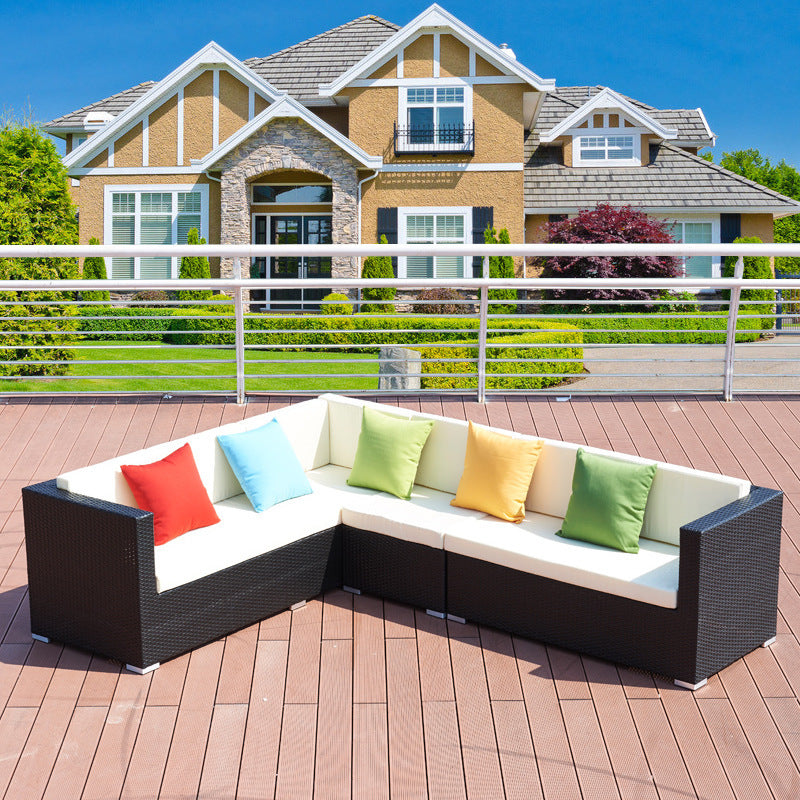 Outdoor Rattan Sectional Sofa Set with Coffee Table for Patio Balcony Hotel Office