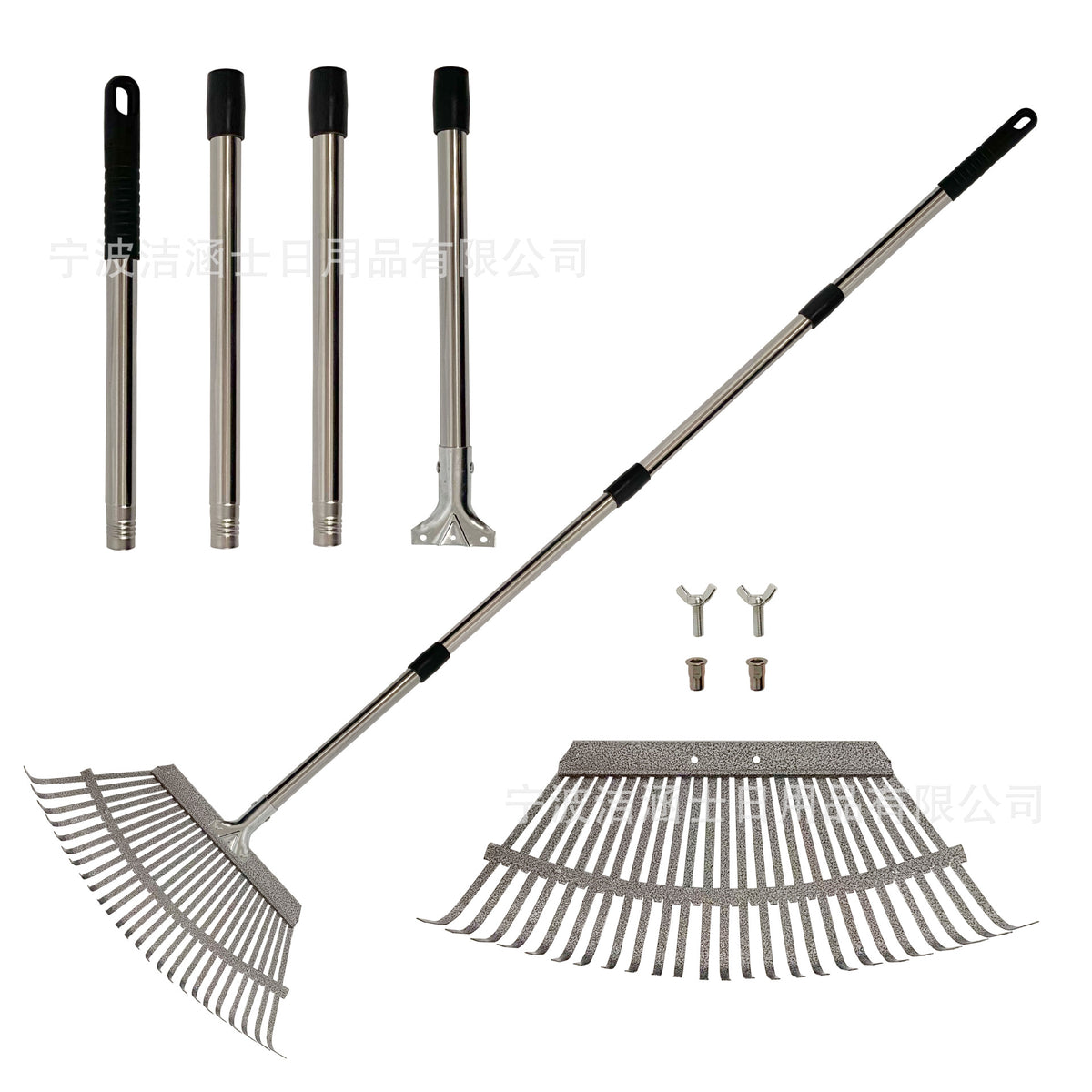 25-Tine Adjustable Stainless Steel Garden Rake for Leaves and Debris