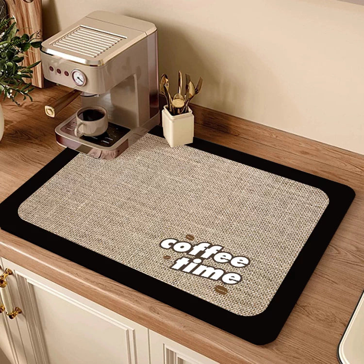 Coffee Machine Countertop Mat Absorbent Quick Dry Non-Slip Kitchen Dish Drying Mat Bar Mat