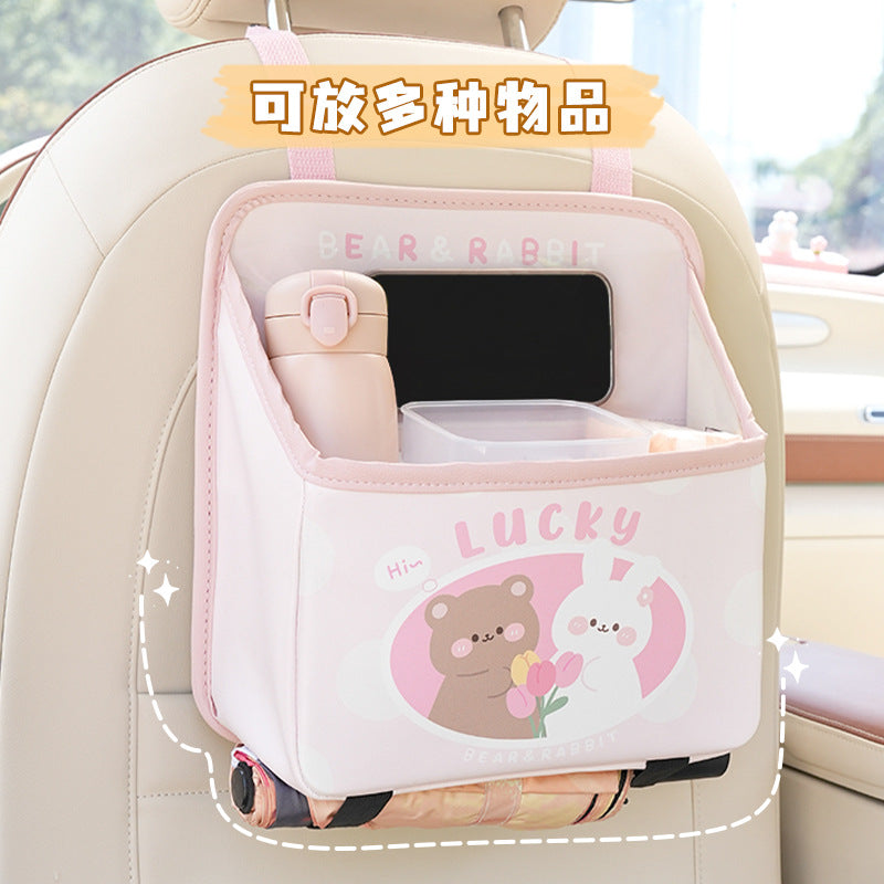 Car Seat Back Organizer with Trash Can and Storage Pockets, Multi-functional Vehicle Backseat Organizer