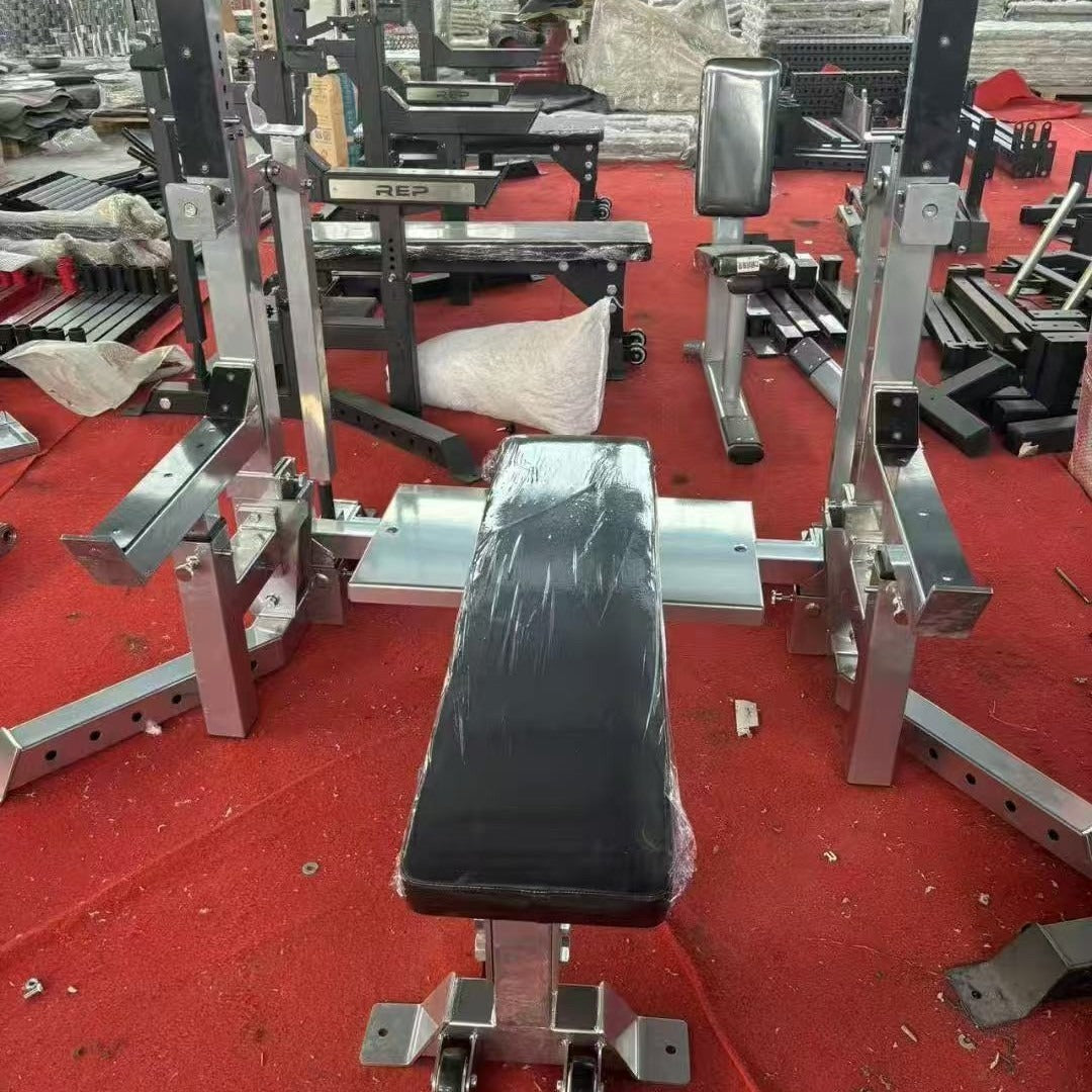Commercial Home Gym Weight Bench Press Rack Barbell Squat Stand Stainless Steel Competition-Grade