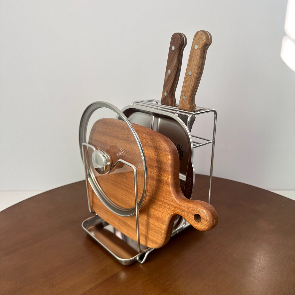 304 Stainless Steel Kitchen Knife Holder Rack Multifunctional Storage for Chopping Board and Cutlery