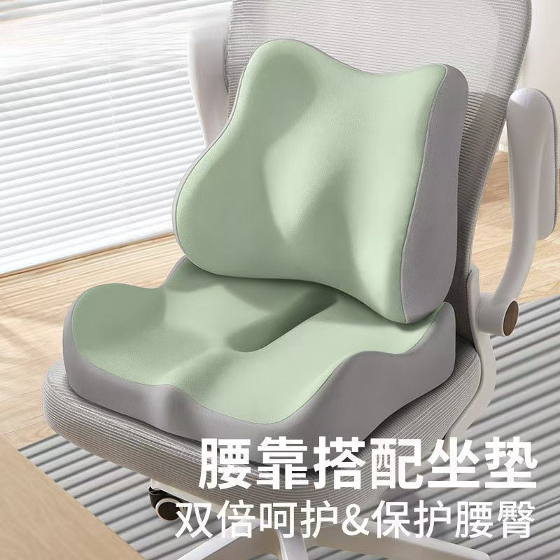 Ergonomic Lumbar Support and Seat Cushion Set for Office Chairs, Breathable Memory Foam