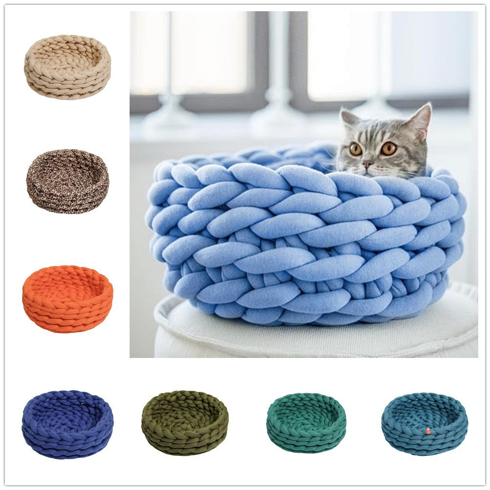 OHHIO Washable DIY Arm Knitted Pet Bed Cotton Filling