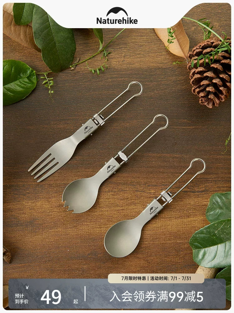Naturehike Titanium Alloy Portable Folding Cutlery for Outdoor Camping and Picnic