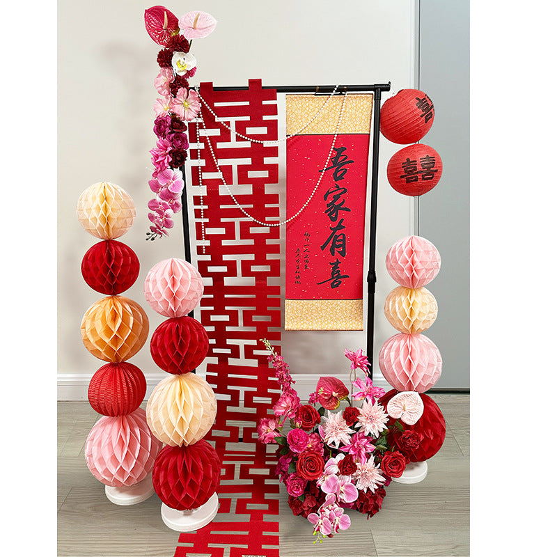 Wedding Wall Decor Simulation Flower Garland Red Pink Long Strip for Marriage Room Background Decoration