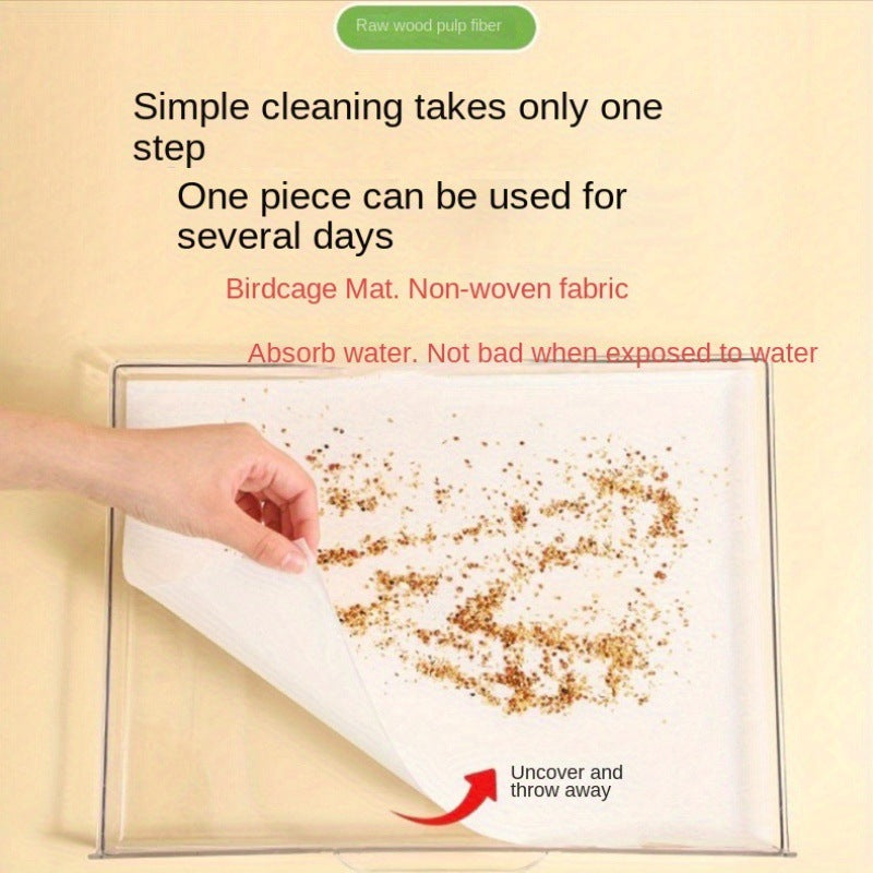 100PCS Disposable Bird Cage Liners Absorbent Non-Woven Parrot Cage Tray Pads
