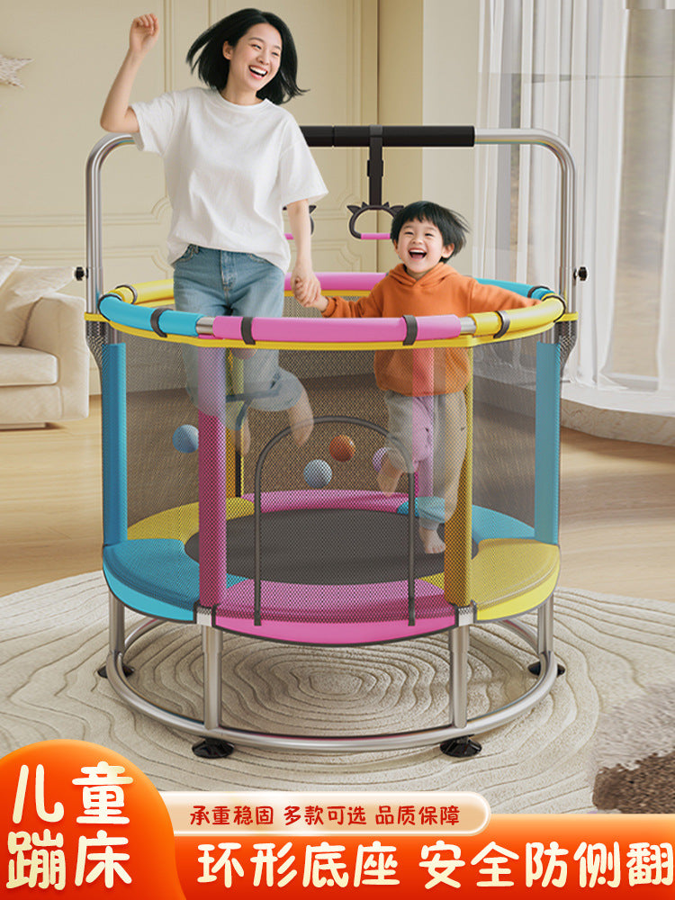 Kids Indoor Trampoline with Handlebar and Accessories