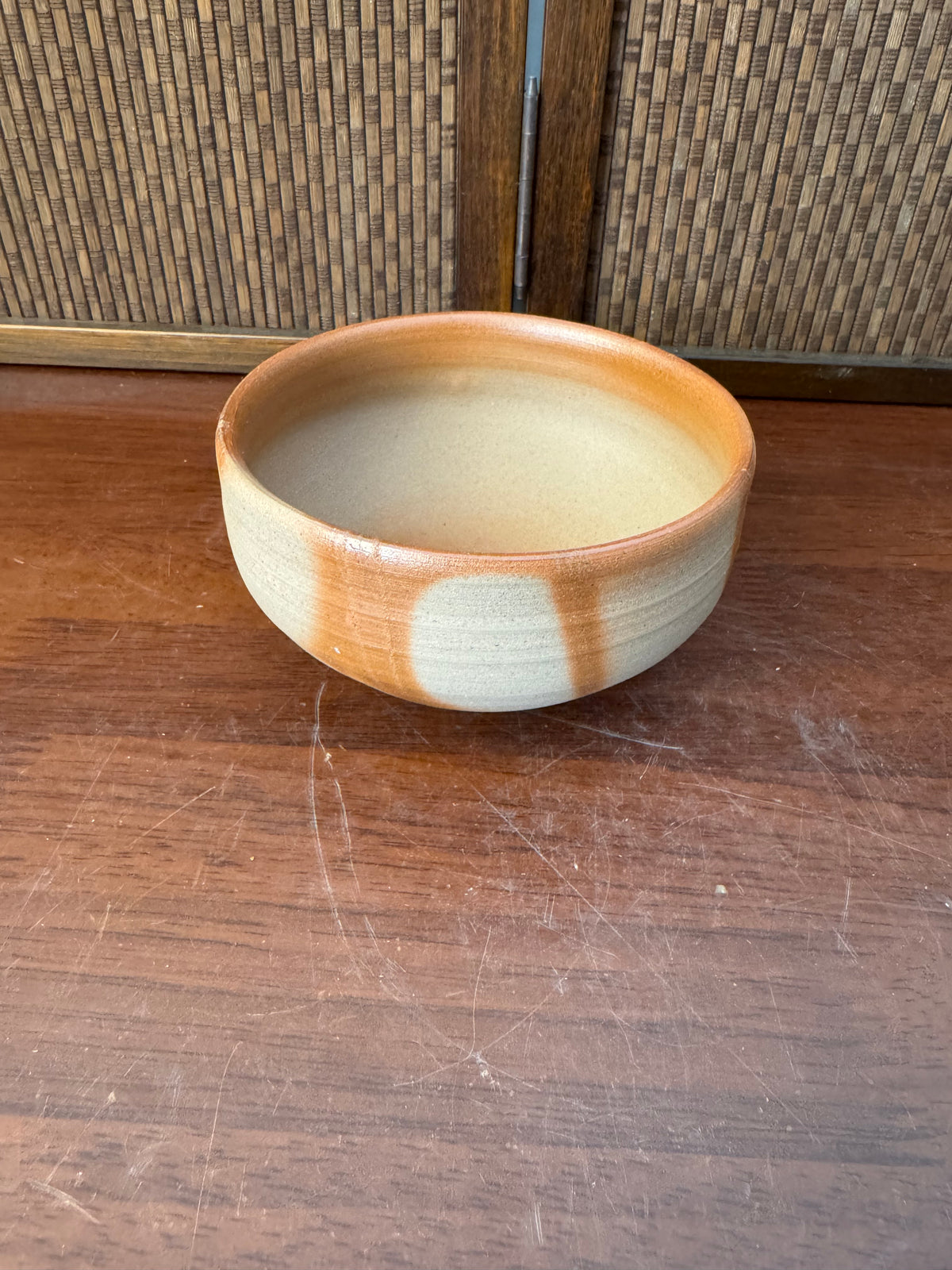 Japanese Bizen Ware Matcha Bowl, Ceramic Tea Ceremony Bowl with Markings
