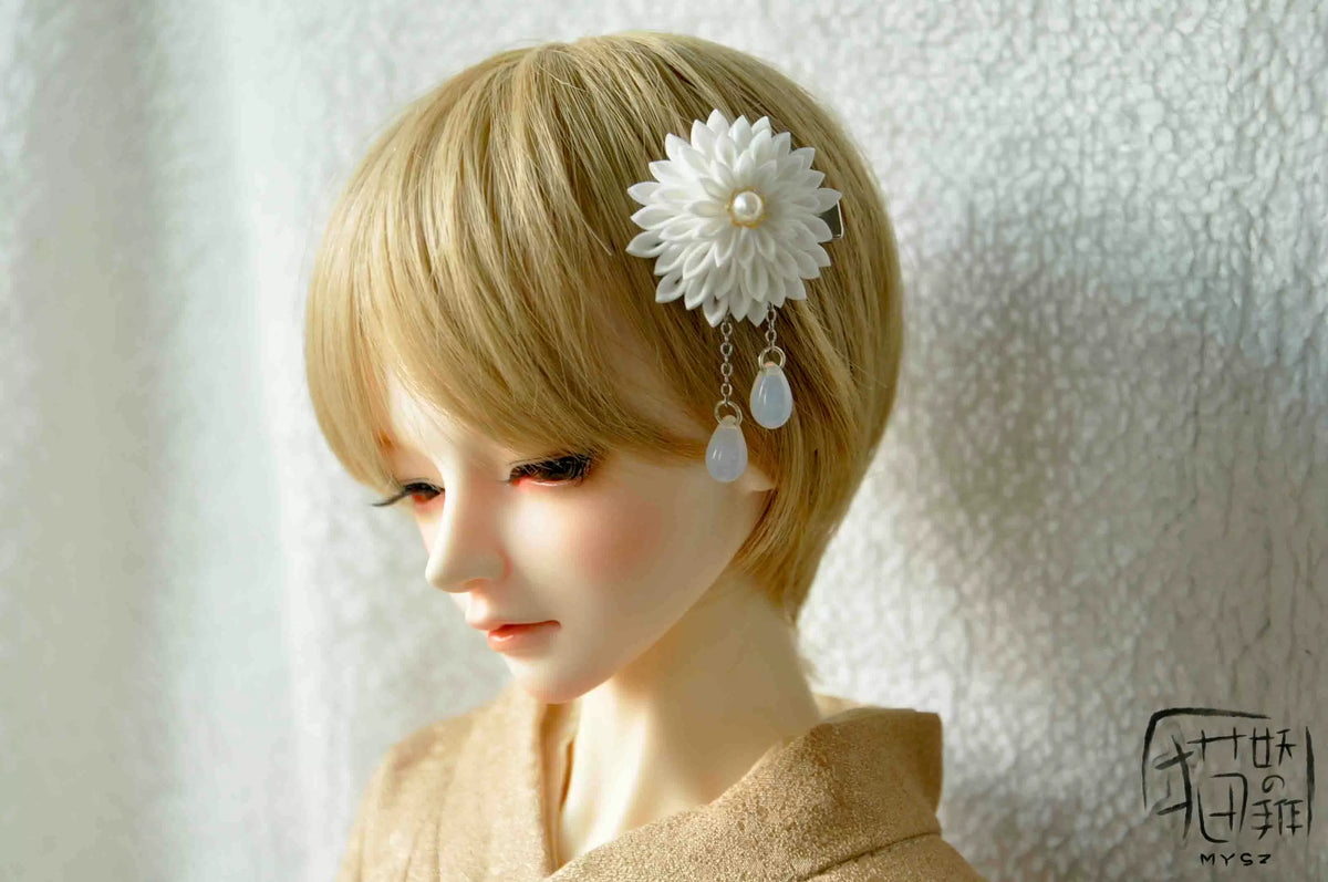 BJD SD DD Japanese Kimono Fabric Hair Clip for Dolls - Handmade Hair Accessories