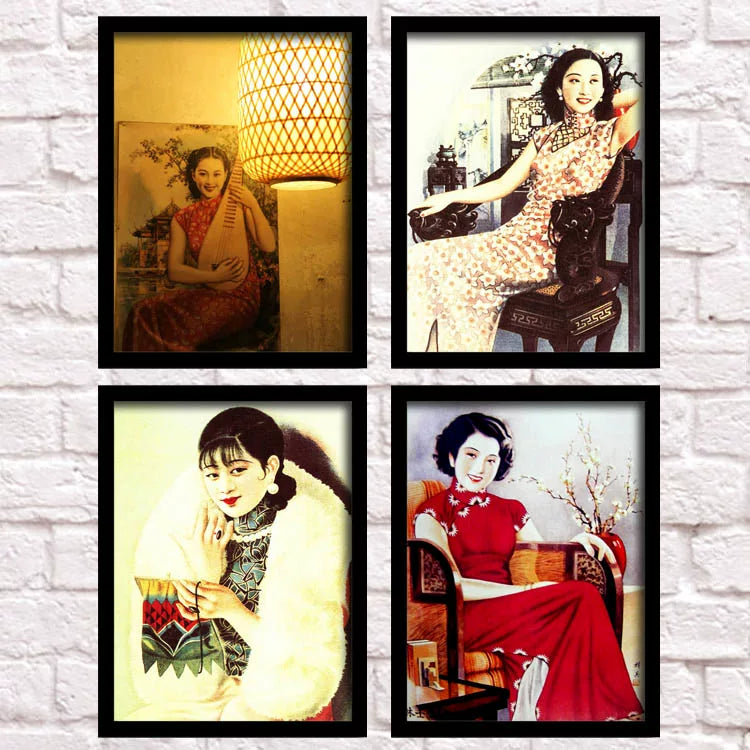 Old Shanghai Republic Era Cheongsam Beauty Retro Decorative Wall Art