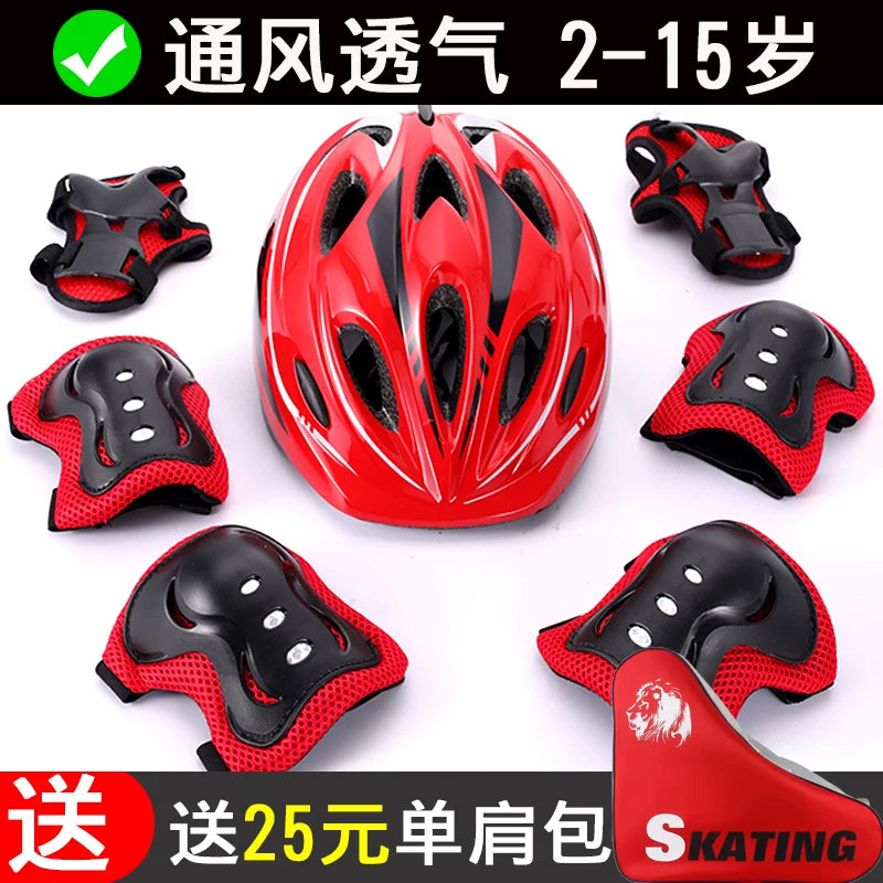 Kids' Protective Gear Set with Helmet, Knee, and Elbow Pads for Cycling, Skating, and Scooters