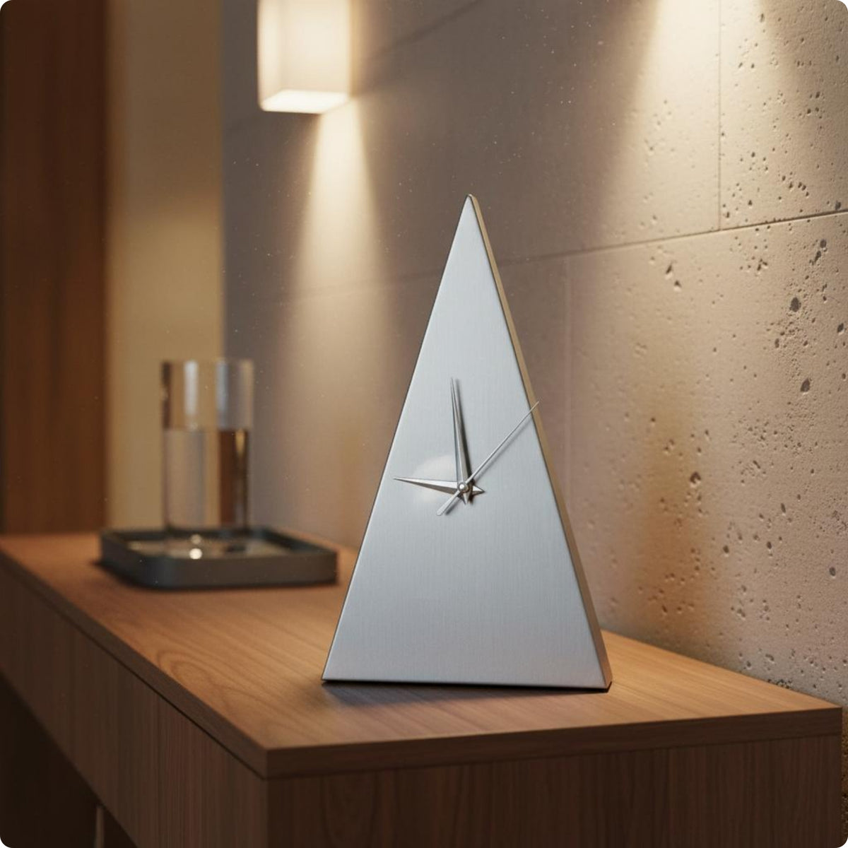 Modern Tabletop Clock Minimalist Style Geometric Desk Clock Decorative Piece Polished Finish for Hotel Reception Area