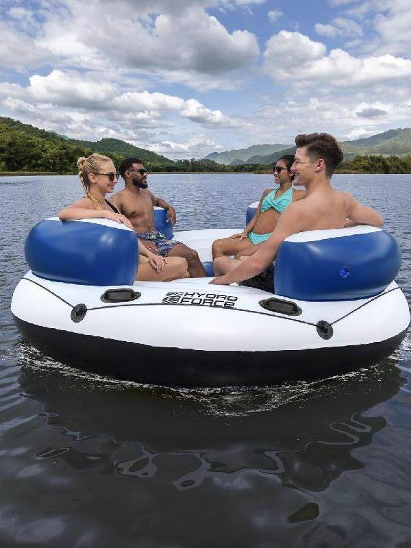 水面浮台躺椅圆形钓鱼台浮排水上浮床多人游泳活动漂流气垫沙发