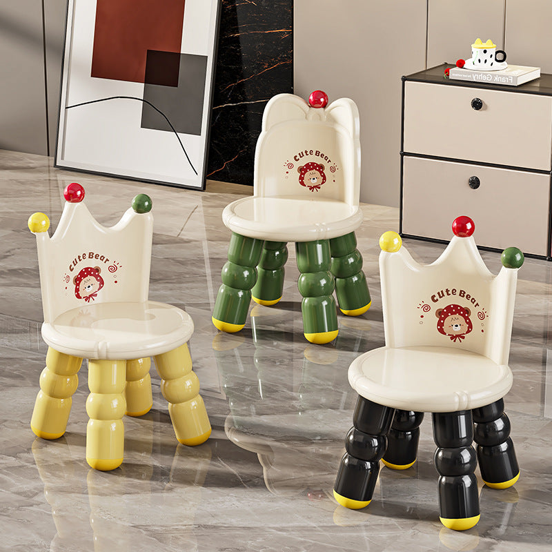 Cartoon Plastic Children's Stool with Backrest for Toddlers
