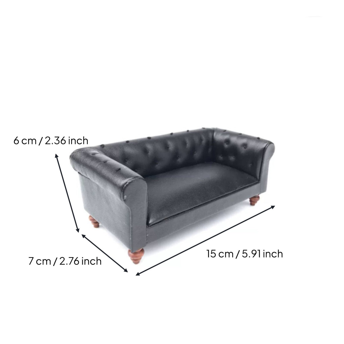 1:12 Scale Sofa Classic Dollhouse Leather Couch Collectible Grade Miniature Loveseat for Hobbyists, Collectors