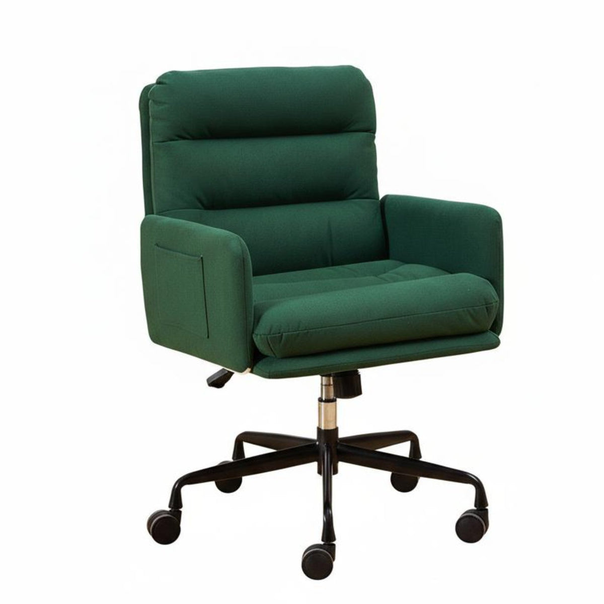 Upholstered Shell Chair with casters 360-Degree rotate Rolling Seat Elegant Design dense Foam for Nail Salon, Study Room